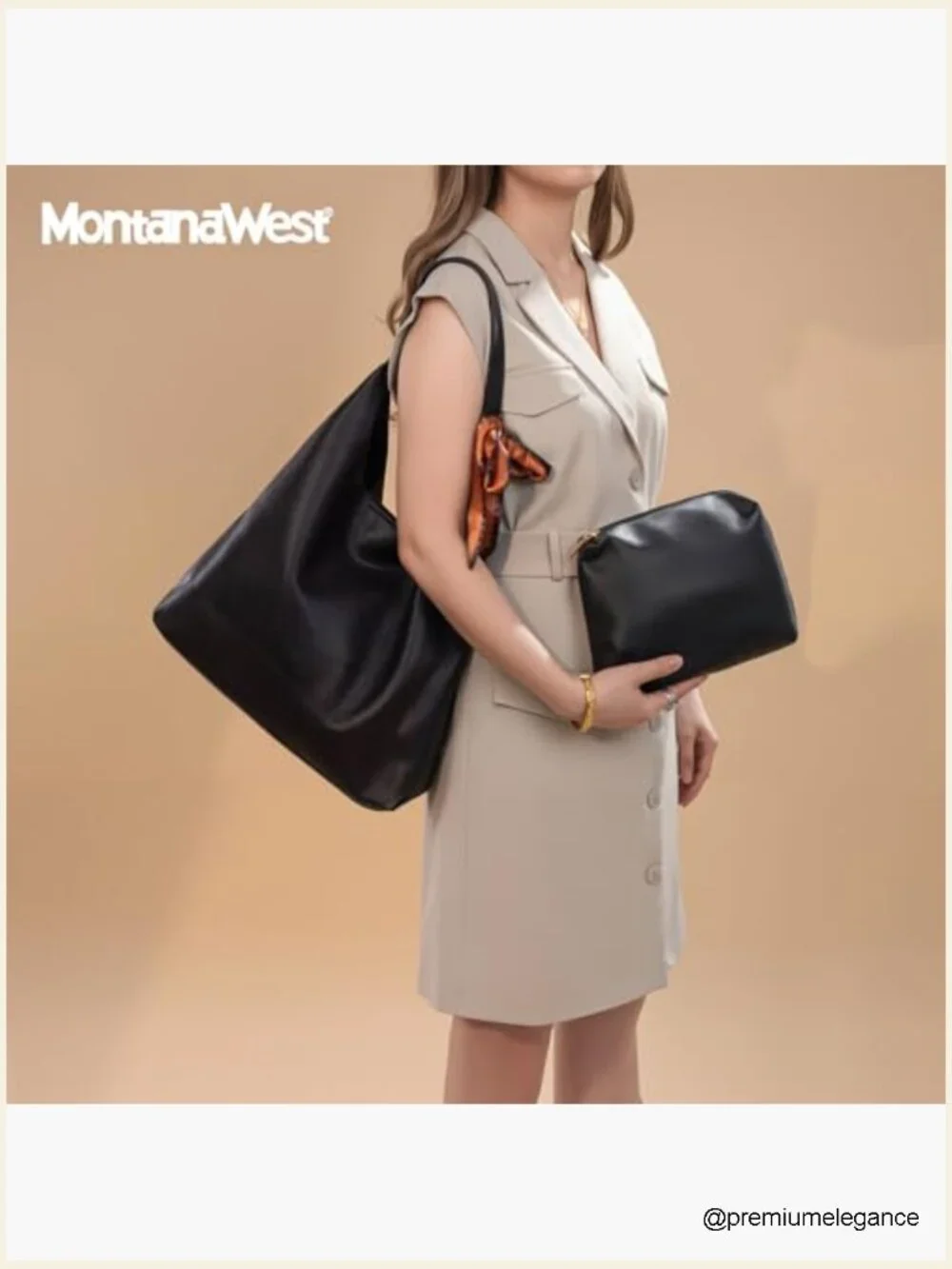 Slouchy Hobo Shoulder Bag with Scarf Tote Purse
